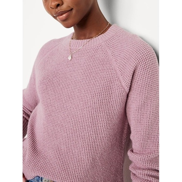SoSoft Crew-Neck Tunic Sweater Rose Dawn XS Waffle Knit Oversized Preppy Classic - Picture 7 of 8